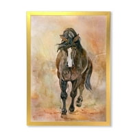 Dizajdrt 'Sažetak portret prekrasnog kestena konja I' Seoska kuća uokvirena umjetničkim otiskom