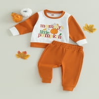 Qinghua Toddler Baby Girls Boys Halloween Outfits Pumpkin Pismo Veze dugih rukava i duge hlače Odjeća