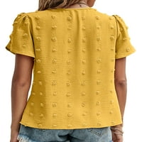 Rejlun žene šifon Tops Crew vrat tunika bluza Polka tačke majica labava majica elegantna plaža Tee žuta