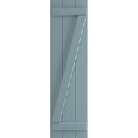 Ekena Millwork 1 8 W 55 H True Fit PVC ploča spojena ploča-N-letve roletne w Z-Bar, mirno plava