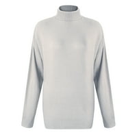 Yinguo ženske polovine dugih rukava pulover dugih rukava, čvrst boja temperament plemita Top Grey XL