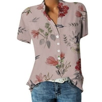 Ljetne bluze za žene za slobodno vrijeme cvjetne ljetne majice s kratkim rukavima s