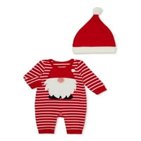 Vrijeme za odmor i dječaci za bebe i dječji odmor Božićni Crotter Romper i Hat Outfit Set, dvodijelni,