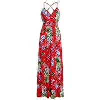 Ljetne haljine za prodaju za žene za žene bez rukava za tisak cvjetni uzorak V-izrez Midi fit i flare