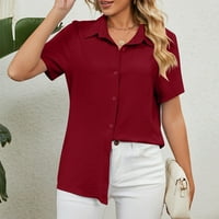 Ženski kratki rukav sa punim dugmetom down Shirts zvanična bluza sa ovratnikom na reveru osnovna jednostavna