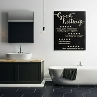 Stupell Industries Ocjena gostiju s pet zvjezdica kupaonica crna smiješna riječ dizajn platna na zid umjetnost