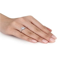 1-karatni T. G. W. stvorio Moissanite i Carat T. W. Diamond 14kt klasični zaručnički prsten od ružičastog zlata