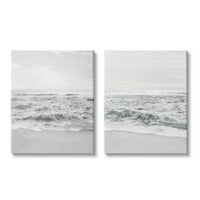 Stupell Industries Grube bijele obalne plaže na plaži Maglovito Sky Platno Zidno umjetnost, 20, Dizajn