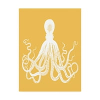 Zaštitni znak likovne umjetnosti 'hobotnica bijela na senf' platno umjetnost FAB Funky