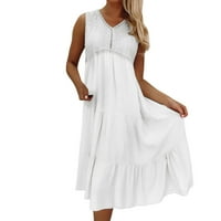 Ženske haljine Ljeto bez rukava Boho Sunčana čipka V izrez Plaža Swing Slim Midi Ležerna haljina