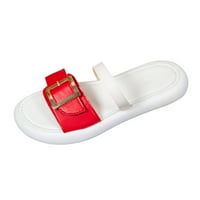Modne ljetne papuče za žene PU kožni kaiš kaiš dekor otvorena ploča s ravnim donjem sandale mekane jedinice