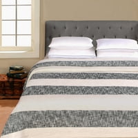 Bolje kuće i bašte pamuk opran Ragbi prugasti pun pokrivač za krevet Queen u sivoj boji