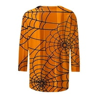 Tdoqot Halloween Shirts za žene-Crew Neck Fall Plus Size Casual Sleeve Cobweb Graphic Loose T-Shirt narandžasta veličina S