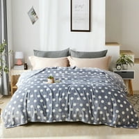 Plava, bijela, višebojna štampana poliesterska reverzibilna deka za krevet kraljica