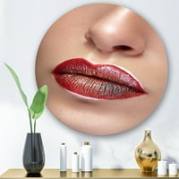 Designart 'Close Up Lips with Professional ruž za usne i Make Up' Modern Circle Metal Wall Art-disk of