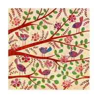 Zaštitni znak likovne umjetnosti 'ptice na granama crveno' platno Art Kim Conway
