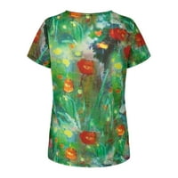Leylayray bluza za žene Moda Casual kratki rukav štampana bluza s V izrezom Plus Veličina majica ženski vrhovi zeleni s