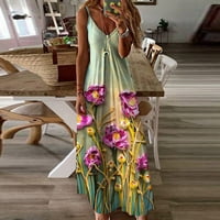 Ljetna haljina dnevna ženska Casual Moda V-izrez sa visokim strukom cvjetni Print Camisole haljina za