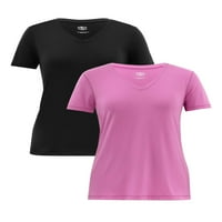 Athletic Works ženska aktivna majica s V izrezom kratkih rukava, 2 pakovanja, veličine XS-XXXL