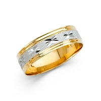 Dragulji 14k Zlatni okrugli kubni cirkonij bijeli i žuti prsten dvobojni dijamantski rezani vjenčani prsten veličine 9