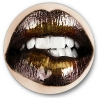 Designart 'gold Black Lips grize' moderni krug metalni zid Art-disk od 23