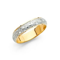 Dragulji lux14k zlatni okrugli kubični cirkonijski bijeli i žuti prsten dva tonska engrave godišnjica