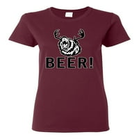 Jelensko pivo medvjed sa rogovima Jelena ljubitelj životinja ženska grafička majica, ljubičasta, 3XL