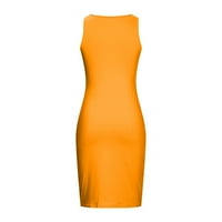 Haljine za majicu za žene Ženske modne ljeto Zanimljivo ispis okruglog vrata bez rukava bez rukava noćna haljina narančasta xl