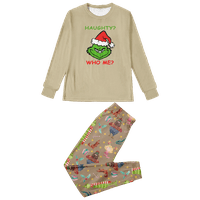 Porodični komplet Božićne pidžame za spavanje Grinch kaki štampane veličine Baby-Kids-Adult-Pet 2-dijelni