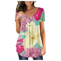 Modni bluze za žene Print proljeće i SummerCasual okrugli vrat štampani kratki rukav vrhova L