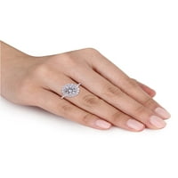 3-Carat T. G. W. stvorio bijeli safir i dijamant-Accent 10kt bijeli Zlatni oreol prsten