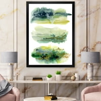 Designart 'Golden Green Abstract Clouds I' Modern Framedred Art Print