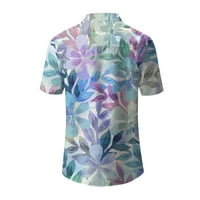 Hanas vrhovi ženski ljetni casual tee, cvijeće kratkih rukava i lišće tiskane košulje, seksi v vrat gumb gore labave majice na vrhu džepne zelene # 2 xxl
