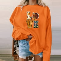 Žene Pulover Duks Zahvalnosti Štampani Labave Plus Veličine O-Vrat Dugi Rukav Casual Narandžaste Bluze