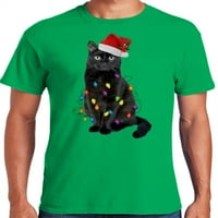 Grafička Amerika Svečani božićni odmor mačka sa lampicama Muška grafička majica