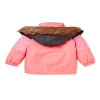 Pink platinasta djevojčica Colorblock Set odijela za snijeg, veličine 2T-4T
