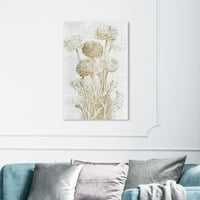 Runway Avenue Floral and Botanical Wall Art Canvas Prints 'Dahlia Sketch gold' Florals - Gold, White