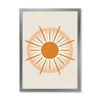 Designart' Orange Radiant Sun II ' moderni uokvireni umjetnički Print
