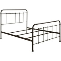 All-in-One Brown Curve Metal Bed, Queen