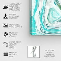Wynwood Studio Abstract Wall Art Canvas Prints' Iced Geo Turquoise ' Kristali - Zelena, Siva