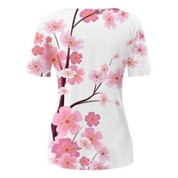 Tking Fashion Womens Summer plus Size kratki rukav V vrat cvjetni print Tops Casual Botton Tunic majice