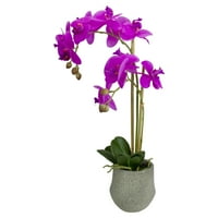 14 Ljubičasta umjetna orhidejna biljka sa sivim kamenim posudom