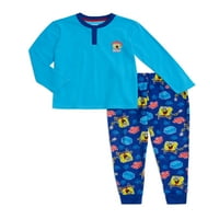 Spongebob Boys dugih rukava Henley pidžama, 2 komada, veličine 4-12