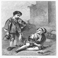 Španija: prosjački momci. Nwood graving, 1841. godine, nakon slikarstva iz 17. veka Murillo. Poster Print