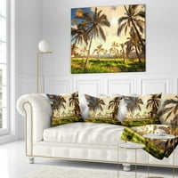 Projektna prekrasna plantaža palma na Havajima - afrički pejzažni jastuk od ispisanog bacanja - 18x18