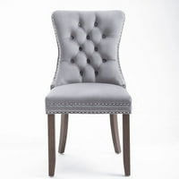 Irene Inevent trpezarijske stolice baršunasta tapacirana stolica sa ukrasima Nailhead Tufted Lounge Seat za trpezariju, siva