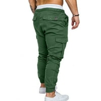 Hanas muške hlače modni muški sport čvrsti boja zavoj casual labav duksevi nacrtaju nacrtaju zeleno m