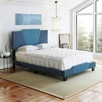 Boyd Sleep Toskana tapacirani geometrijski okean i srednje plavi platneni okvir kreveta, kraljica