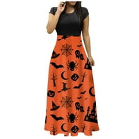 Ženska Moda Casual Halloween Print okrugli vrat kratki rukavi predimenzionirana Maxi haljina