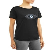Sofijske traperice zlo oko izvezena Crewneck grafička majica za žene